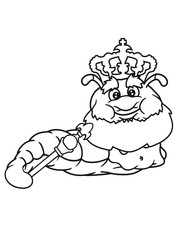 krone könig prinz alt bart szepter fett dick übergewicht hunger fressen essen voll wurm schnecke kriechen raupe schlange süß niedlich comic cartoon