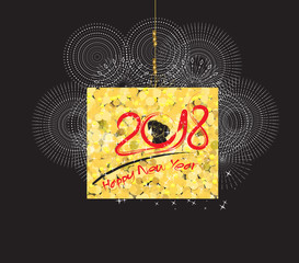 Happy new year 2018 gold theme. year of the dog