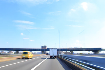 Truck driving on the road