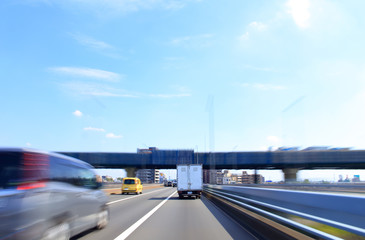 Truck driving on the road