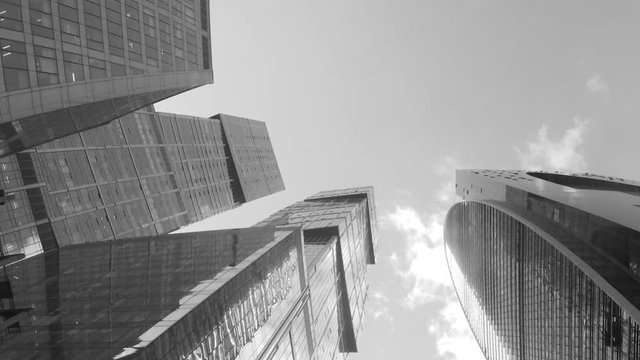 Skyscrapers And Clouds Black And White Timelapse