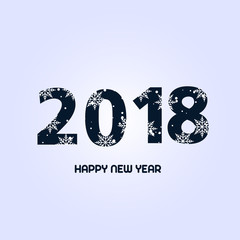 Happy New Year text with snowing blue background. 2018