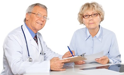 Portrait of a Mature Doctor with Patient