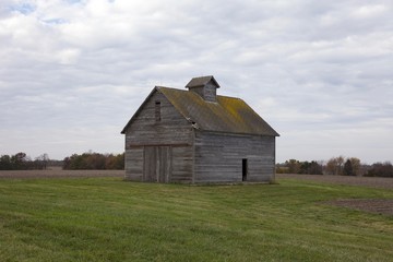 Old wooden barn on a cloudy fall day