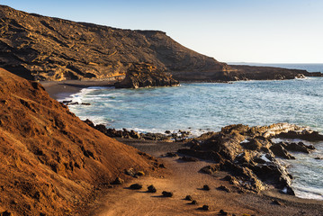 Marvelous view of the gulf of El Golfo. Lanzarote. Canary Islands. Spain