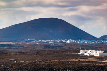 Stunning volcanic landscape near the village of La Santa. Lanzarote. Canary Islands. Spain