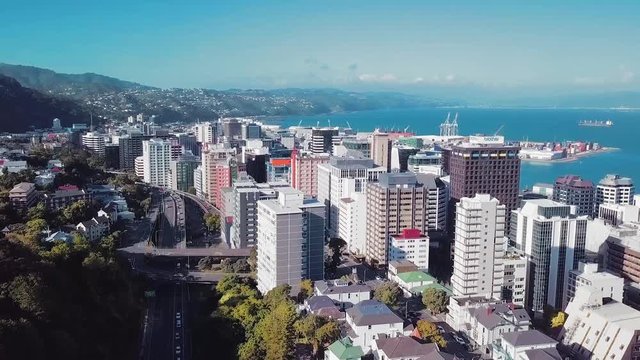 Wellington New Zealand Rising Aerial 4K Footage 