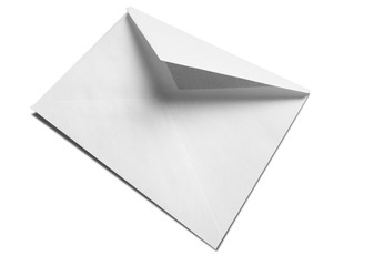 Blank white envelope isolated on white background