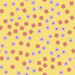 abstract seamless pattern of flowers on a yellow background. For prints, cards, invitations, birthday, holidays, party, celebration, wedding, Valentine's day.