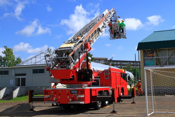 Ladder truck of emergency drills