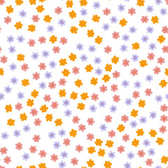 small colored flowers on a white background. For prints, postcards, greeting cards, wedding invitations, birthday, Valentine's day