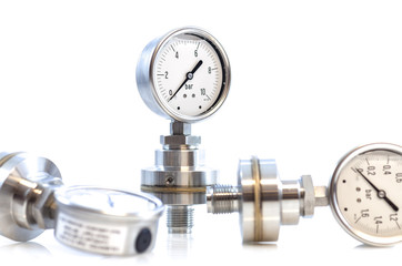 Presser gauge on isolated white background