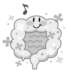 腸　腸内環境　腸内フローラ　モノクロ