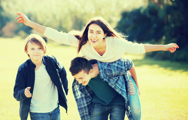 Teenagers having fun outdoor