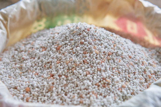  close up chemical Fertilizer in sacks