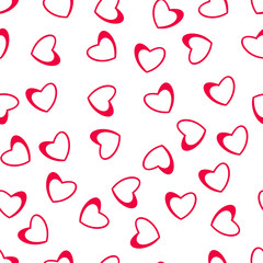 Seamless pattern of hearts on a white background. for postcards, greeting, invitation for Valentine's day, birthday, wedding, holiday, party.