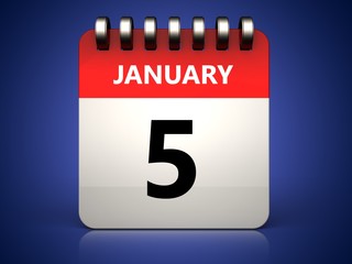 3d 5 january calendar
