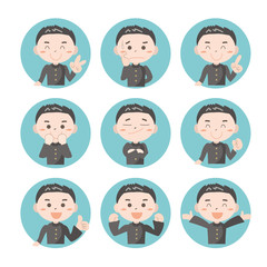 絵文字アイコン9セット・男子学生B