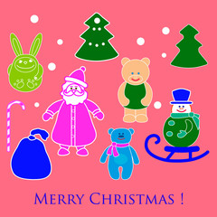 New year and Christmas toys and symbols.