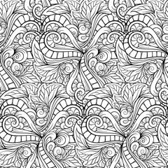 Vector abstract doodles black and white seamless pattern