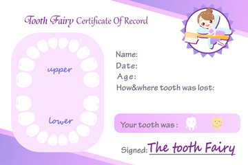 tooth fairy certificated record