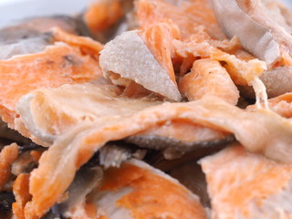 boiled red fish on a white background