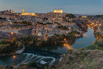 Fototapeta na wymiar View of Toledo in Spain with the Tagus river at dusk