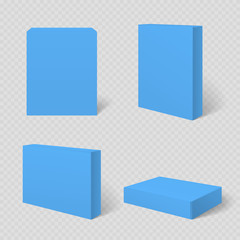 Blue blank cardboard package box vector template