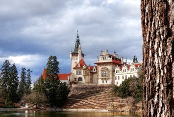 5.3.2017 The Průhonice Chateau near Prague's capital city in the Czech Republic and its surroundings with a park