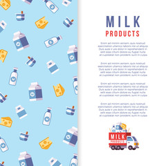 Fototapeta na wymiar Milk production poster template - farm dairy banner design