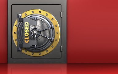 3d metal safe closed vault door