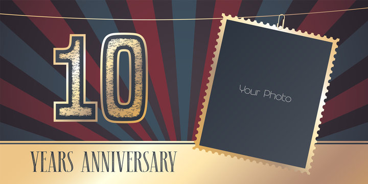 10 years anniversary vector emblem, logo in vintage style
