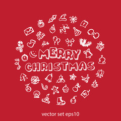 vector doodle christmas icons set