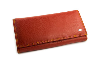 Red wallet on a white background.