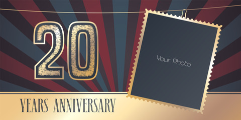 20 years anniversary vector emblem, logo in vintage style