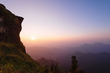 Landscape view of Doi Pha Tang,Chiang Rai,Thailand during sunrise.