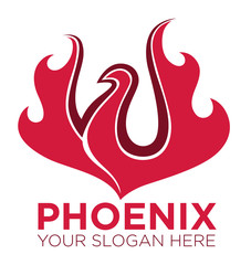 Phoenix bird or fantasy eagle logo template for security or innovation company.