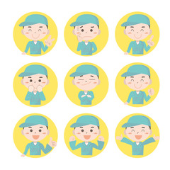 絵文字アイコン9セット・作業員男性