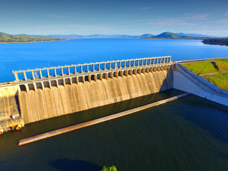 Aerial View of Hume Weir on Lake Hume at the Start of the Murray River, Albury, Australia