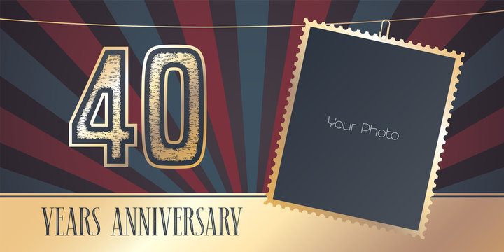 40 years anniversary vector emblem, logo in vintage style
