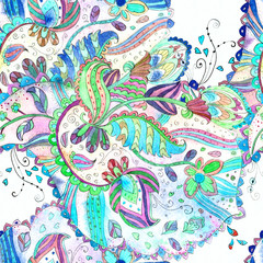 floral seamless texture with abstract pattern. watercolor painting