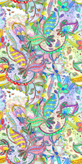 Naklejka premium fashion seamless texture with fantasy pattern. watercolor painting