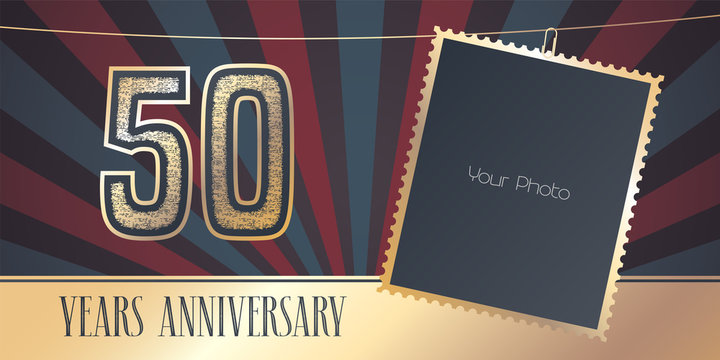 50 years anniversary vector emblem, logo in vintage style
