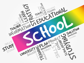 SCHOOL word cloud collage, education concept background