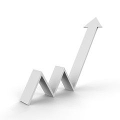 Arrow Rising, Arrow Going in Upward Direction, Sign of Business Profitability in Company.