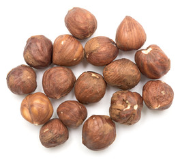 hazelnuts on white