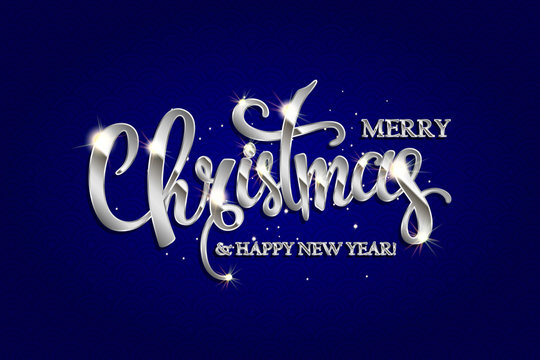 Merry Christmas Hand Drawn Silver Lettering Text