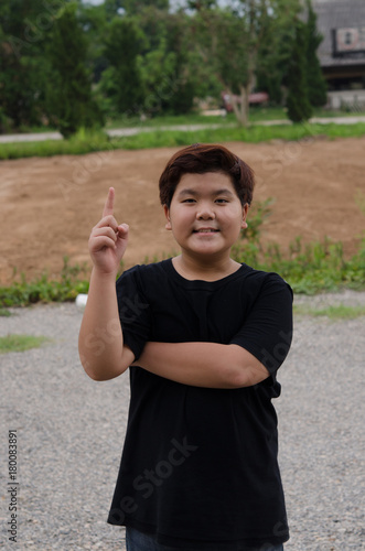wearing a black t shirt