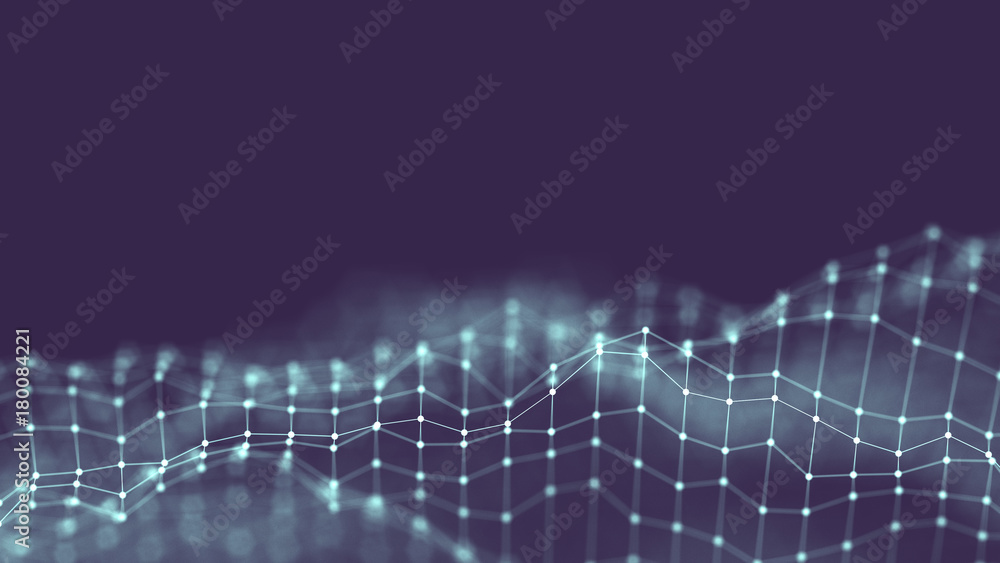 Poster data technology abstract futuristic illustration . low poly shape with connecting dots and lines on 