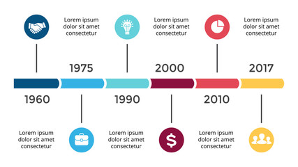 Vector arrows circles timeline infographic, diagram chart, graph presentation. Business progress concept with 6 options, parts, steps, processes.